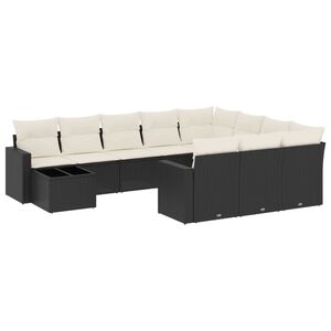 vidaXL 11 Piece Garden Sofa Set with Cushions Black Poly Rattan