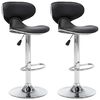 vidaXL Bar Stool | Set of 2 | Black | Faux leather, chromed steel | Adjustable