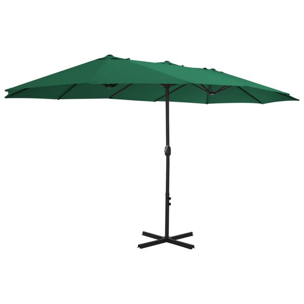 vidaXL Garden Parasol with Aluminium Pole 460x270 cm Green