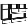 vidaXL 4 Piece Wall Shelf Set with Bars Black Engineered Wood