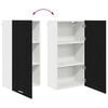 vidaXL Hanging Cabinet with Door Black Oak and White 50 x 31 x 100 cm