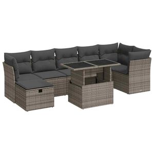 vidaXL 8 Piece Garden Sofa Set with Cushions Grey Poly Rattan