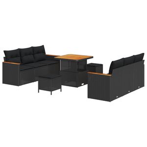 vidaXL Garden Sofa Set 11 pcs 10-Seater Black Poly Rattan