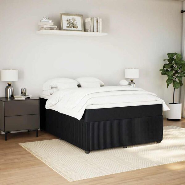 vidaXL Box Spring Bed with Mattress Black Double Velvet
