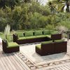 vidaXL 8 Piece Garden Lounge Set with Cushions Poly Rattan Brown