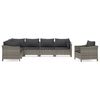 vidaXL 7 Piece Garden Lounge Set with Cushions Grey Poly Rattan