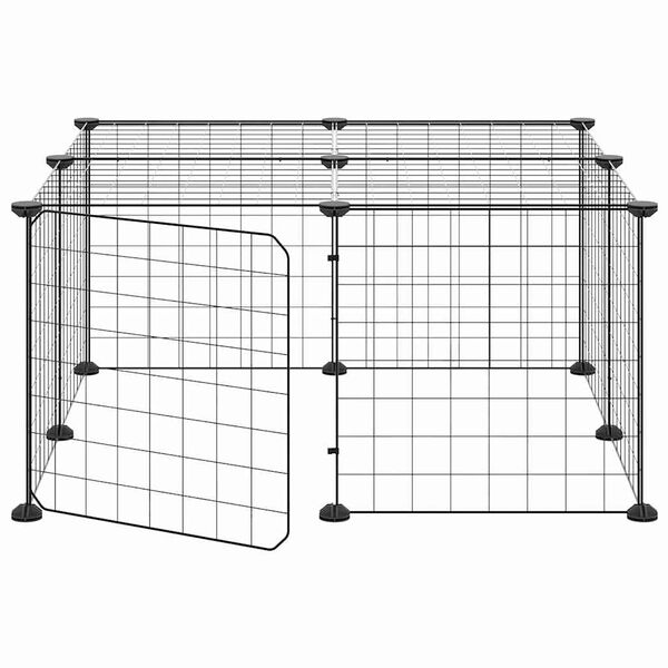 vidaXL 12-Panel Pet Cage with Door Black 35x35 cm Steel