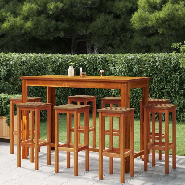vidaXL 9 Piece Garden Bar Set Solid Wood Acacia
