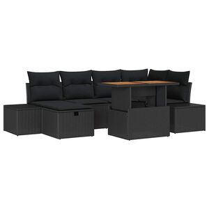 vidaXL Garden Sofa Set 7 pcs Black Poly Rattan