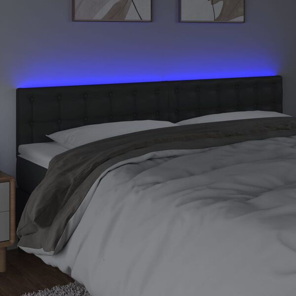 vidaXL LED Headboard Black 200 cm Faux Leather