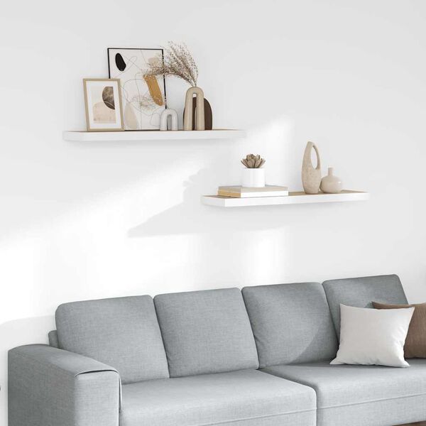 vidaXL Floating Wall Shelves 2 pcs Oak and White 80x23.5x3.8 cm MDF