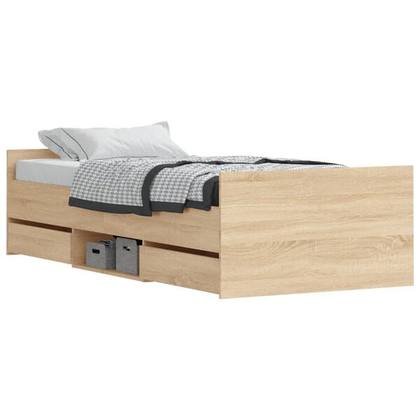 vidaXL Bed Frame without Mattress Sonoma Oak 90x190 cm Single