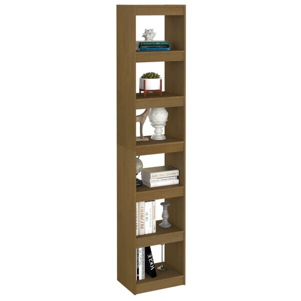 vidaXL Book Cabinet/Room Divider Honey Brown Solid Pinewood