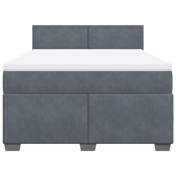 vidaXL Box Spring Bed with Mattress Dark Grey Double Velvet