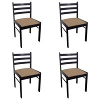 vidaXL Dining Chairs 4 pcs Brown Solid Rubber Wood and Velvet