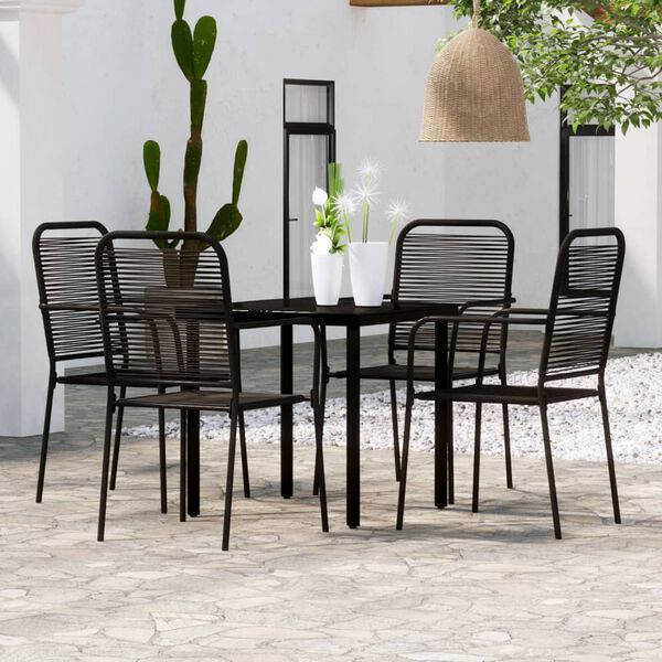 vidaXL 5 Piece Garden Dining Set Black
