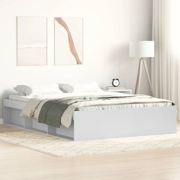 vidaXL Bed Frame without Mattress White 150x200 cm King Size King Size