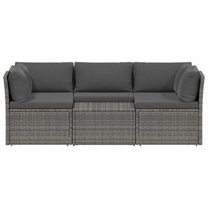 vidaXL 4 Piece Garden Lounge Set with Cushions Poly Rattan Grey