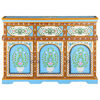 vidaXL Hand-Painted Sideboard Multicolour 110x30x76cm Solid Mango Wood