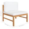 vidaXL 2 Piece Garden Lounge Set with Cream Cushions Teak Wood