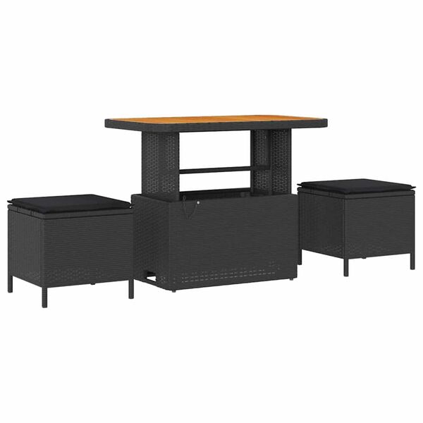 vidaXL Garden Sofa Set with Cushion with Storage 9 pcs Black