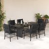 vidaXL 7 Piece Garden Dining Set with Cushions Black Poly Rattan