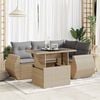 vidaXL 5 Piece Garden Sofa Set with Cushions Beige Poly Rattan