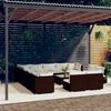 vidaXL 14 Piece Garden Lounge Set with Cushions Brown Poly Rattan