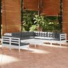vidaXL 10 Piece Garden Lounge Set with Cushions White Solid Pinewood