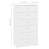 vidaXL Sideboard with 6 Drawers White 50x34x96 cm Engineered Wood