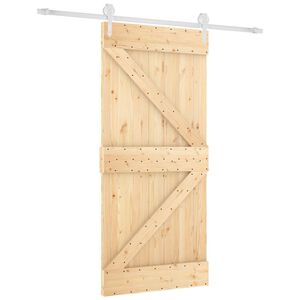 vidaXL Sliding Door 95 x 210 cm Solid Pine Wood (Untreated)