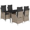 vidaXL 5 Piece Garden Dining Set with Cushions Grey Poly Rattan