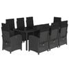 vidaXL 9 Piece Garden Dining Set with Cushions Black Poly Rattan