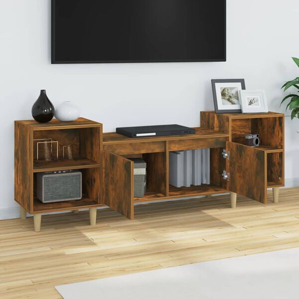 vidaXL TV Cabinet Smoked Oak 160x35x55 cm Engineered Wood