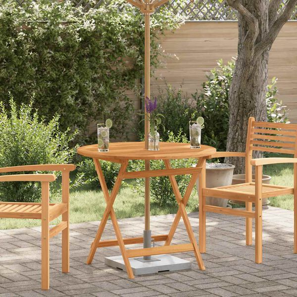 vidaXL Folding Garden Table &Oslash;90x75 cm Solid Eucalyptus Wood