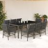 vidaXL 9 Piece Garden Dining Set with Cushions Grey Poly Rattan