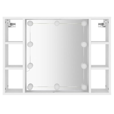 vidaXL Mirror Cabinet with LED White 76x15x55 cm