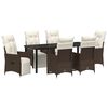 vidaXL Garden Dining Set with Cushion 7 pcs Brown Poly Rattan