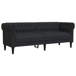 vidaXL Chesterfield Sofa 3-Seater Black Fabric