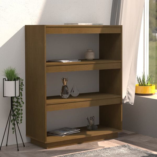 vidaXL Book Cabinet/Room Divider Honey Brown 80x35x103 cm Solid Pinewood