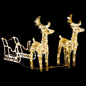 vidaXL Reindeer And Sleigh Christmas Decoration | Warm white