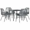 vidaXL 5 Piece Garden Dining Set with Cushions Grey Poly Rattan Glass