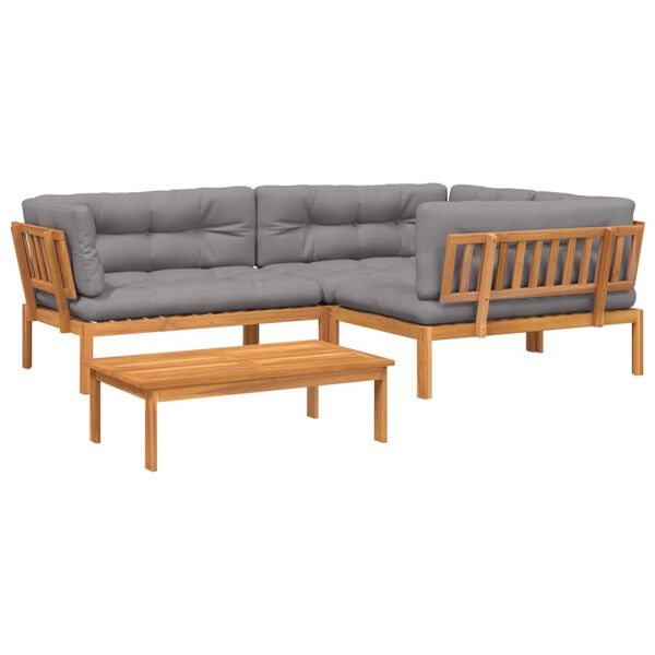 vidaXL 4 Piece Garden Pallet Sofa Set with Cushions Solid Wood Acacia