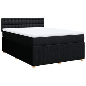vidaXL Box Spring Bed with Mattress Black Double Fabric