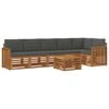 vidaXL Outdoor Sofa Set 7 pcs Natural and Anthracite Polyester