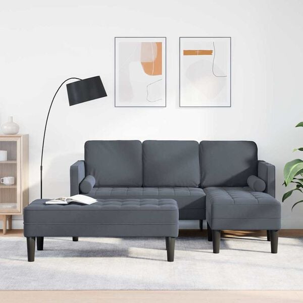 vidaXL Sofa Set 2 pcs Dark grey 173 x 131 x 67 cm Velvet