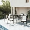 vidaXL 7 Piece Garden Dining Set with Cushions Black Poly Rattan