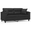 vidaXL 2-Seater Sofa with Throw Pillows Black 140 cm Faux Leather
