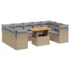 vidaXL 10 Piece Garden Sofa Set with Cushions Beige Poly Rattan