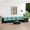 vidaXL 7 Piece Garden Lounge Set with Cushions Poly Rattan Black